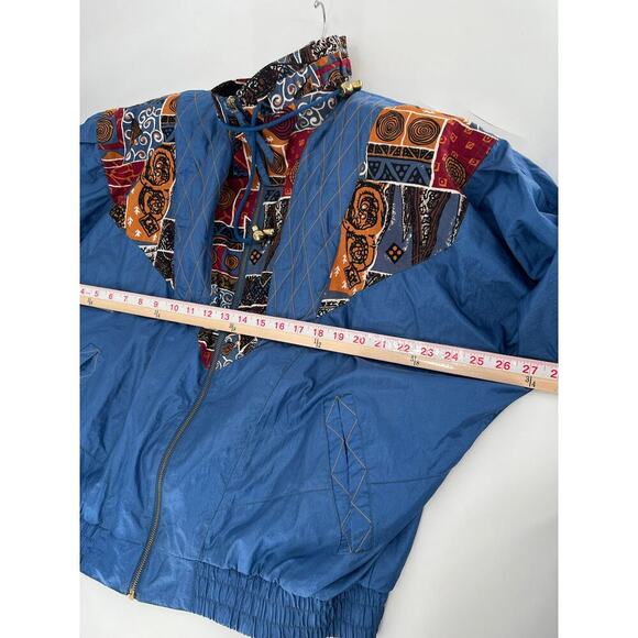 Rivers Edge Sport Vintage Jacket Womens Large Retro Blue Patchwork Quilted Zip - Picture 12 of 14